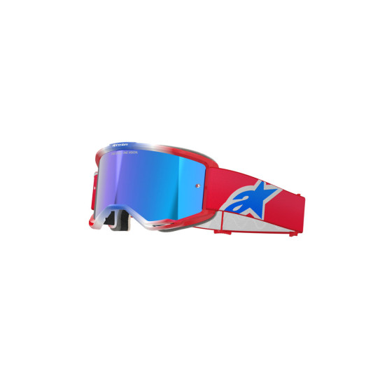 Masque cross Alpinestars Vision 5 Corp - Rouge Blanc Bleu écran iridium Bleu