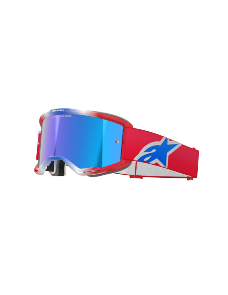 Masque cross Alpinestars Vision 5 Corp - Rouge Blanc Bleu écran iridium Bleu