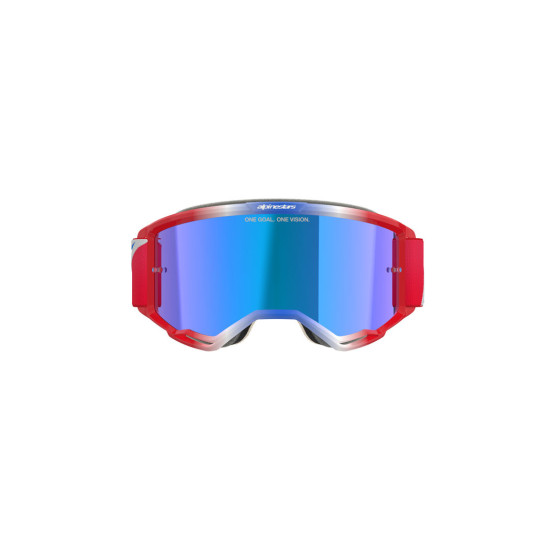 Masque cross Alpinestars Vision 5 Corp - Rouge Blanc Bleu écran iridium Bleu