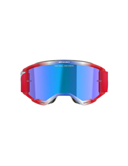Masque cross Alpinestars Vision 5 Corp - Rouge Blanc Bleu écran iridium Bleu