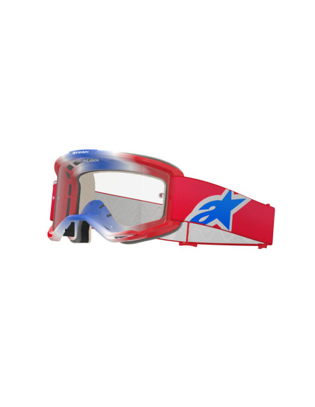 Masque cross Alpinestars Vision 5 Corp - Rouge Blanc Bleu écran clair