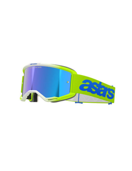 Masque cross Alpinestars Vision 5 Blaze - Jaune fluo Bleu écran iridium Bleu