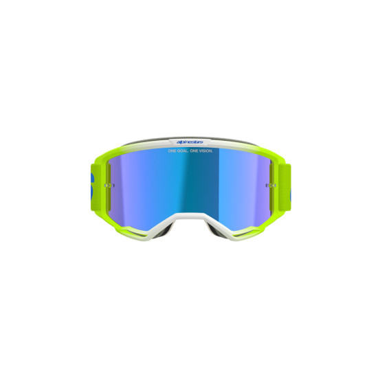 Masque cross Alpinestars Vision 5 Blaze - Jaune fluo Bleu écran iridium Bleu