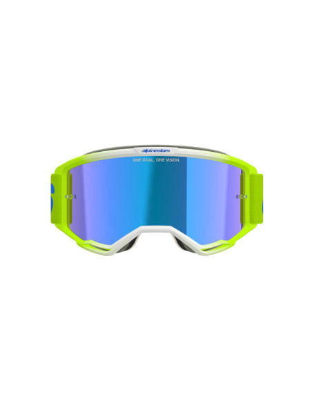 Masque cross Alpinestars Vision 5 Blaze - Jaune fluo Bleu écran iridium Bleu