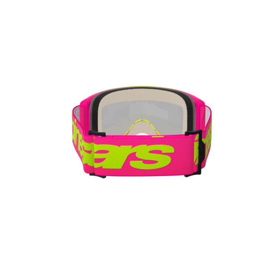 Masque cross Alpinestars Vision 5 Wordmark - Rose Jaune fluo écran iridium Rouge