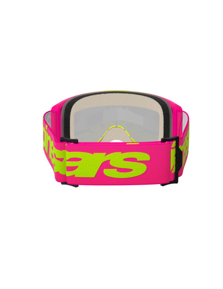 Masque cross Alpinestars Vision 5 Wordmark - Rose Jaune fluo écran iridium Rouge