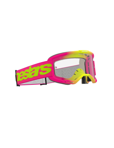 Masque cross Alpinestars Vision 5 Wordmark - Rose Jaune fluo écran clair
