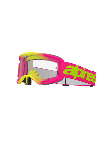 Masque cross Alpinestars Vision 5 Wordmark - Rose Jaune fluo écran clair