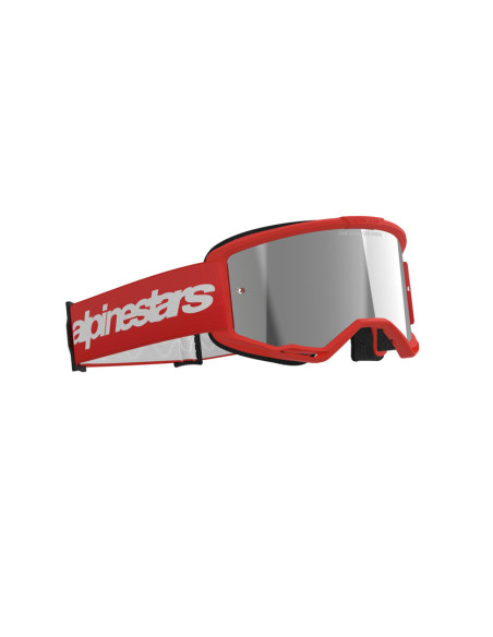 Masque cross Alpinestars Vision 3 Wordmark - Rouge écran iridium Argent