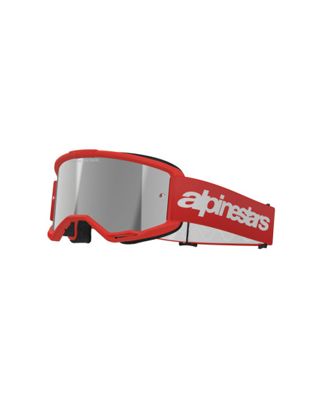 Masque cross Alpinestars Vision 3 Wordmark - Rouge écran iridium Argent