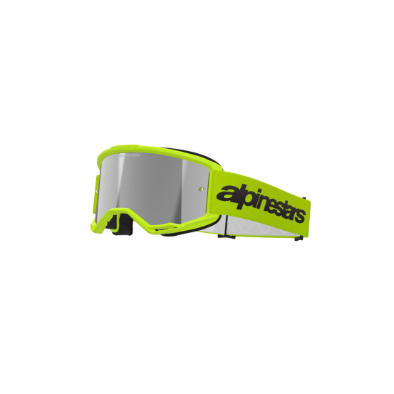 Masque cross Alpinestars Vision 3 Wordmark - Jaune fluo écran iridium Argent