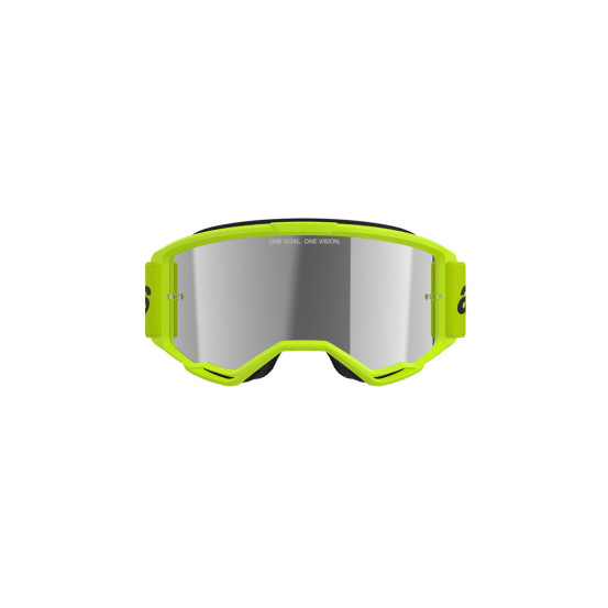 Masque cross Alpinestars Vision 3 Wordmark - Jaune fluo écran iridium Argent