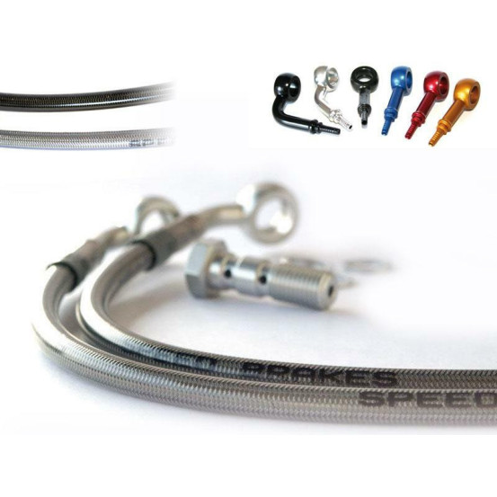 Durite de frein avant TECNIUM - Couleurs de durite et de raccords au choix - 750 GSX Inazuma 1998-2003 Montage Direct