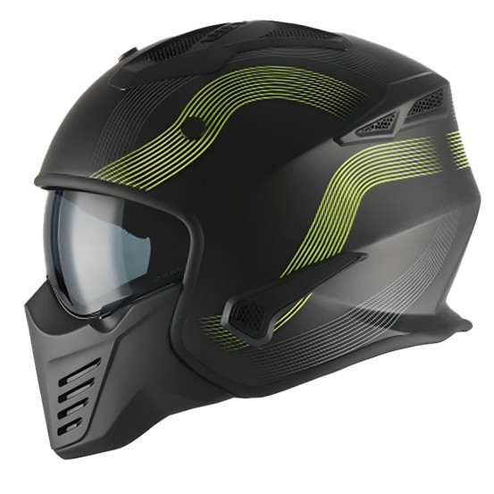Casque Jet VITO Bruzano Noir Mat / Fluo