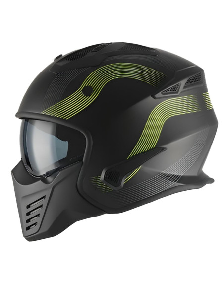 Casque Jet VITO Bruzano Noir Mat / Fluo