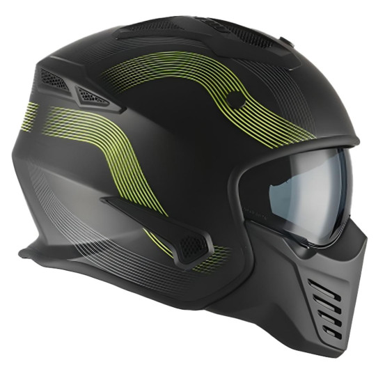 Casque Jet VITO Bruzano Noir Mat / Fluo