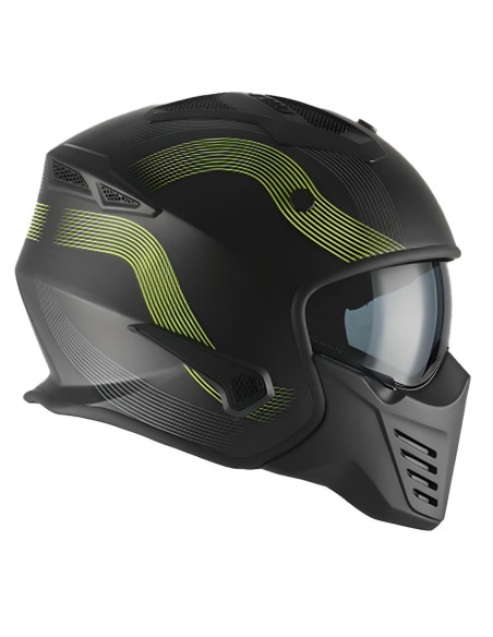 Casque Jet VITO Bruzano Noir Mat / Fluo