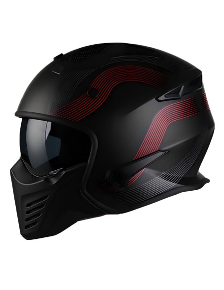 Casque Jet VITO Bruzano Noir Mat / Rouge