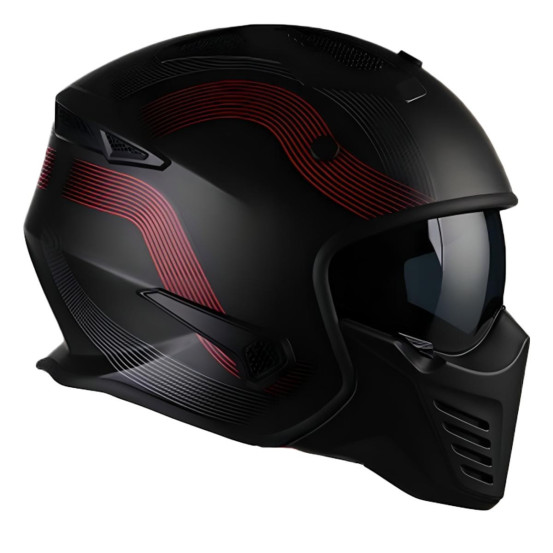 Casque Jet VITO Bruzano Noir Mat / Rouge