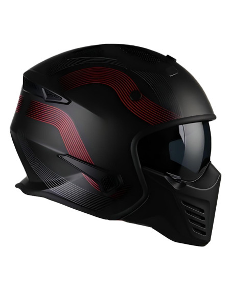 Casque Jet VITO Bruzano Noir Mat / Rouge