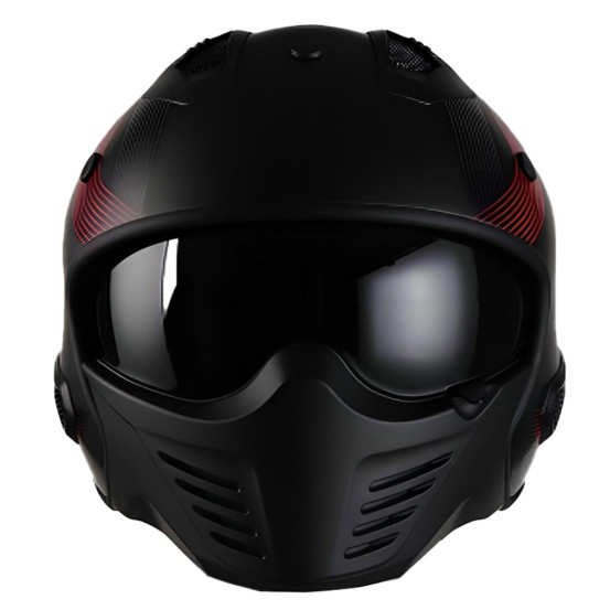 Casque Jet VITO Bruzano Noir Mat / Rouge