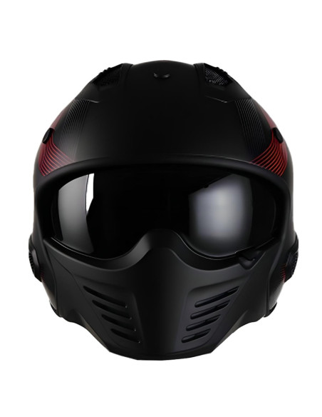 Casque Jet VITO Bruzano Noir Mat / Rouge