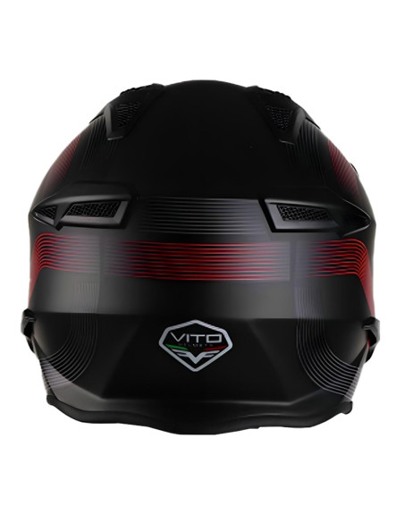 Casque Jet VITO Bruzano Noir Mat / Rouge