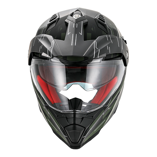 Casque Cross VITO Molino Noir Mat / Vert (double écran)