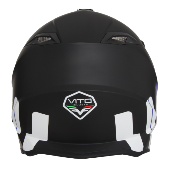 Casque Cross VITO Tivoli Noir Mat / Bleu / Blanc