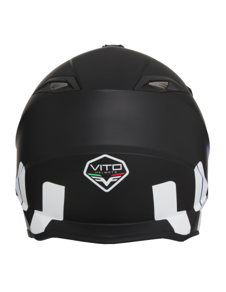 Casque Cross VITO Tivoli Noir Mat / Bleu / Blanc