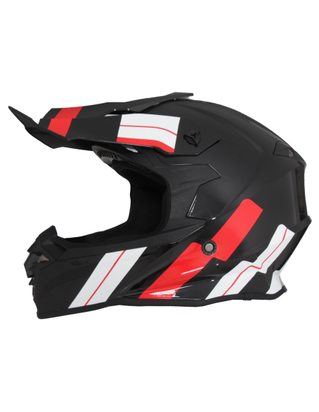 Casque Cross VITO Tivoli Noir Brillant / Rouge / Blanc