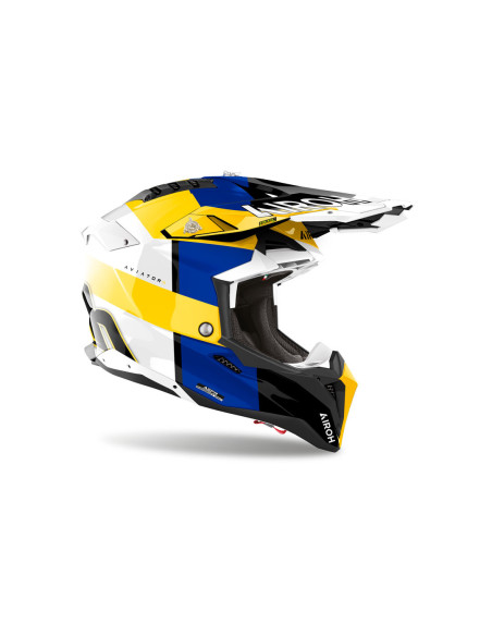 Casque cross Airoh Aviator 3 Monarch - Bleu Jaune