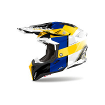 Casque cross Airoh Aviator 3 Monarch - Bleu Jaune