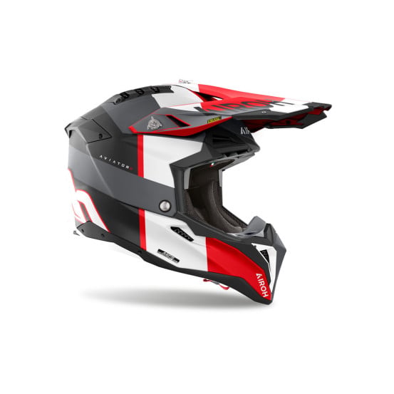 Casque cross Airoh Aviator 3 Monarch - Gris Rouge