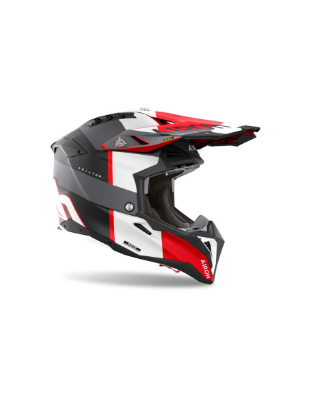 Casque cross Airoh Aviator 3 Monarch - Gris Rouge