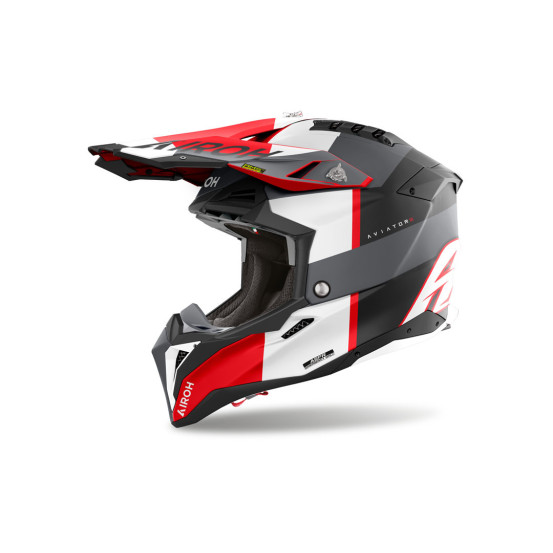 Casque cross Airoh Aviator 3 Monarch - Gris Rouge