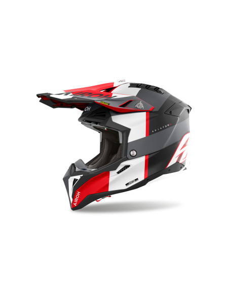 Casque cross Airoh Aviator 3 Monarch - Gris Rouge