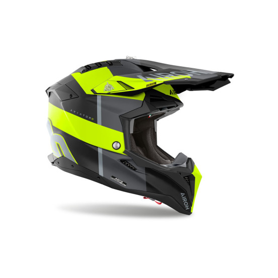 Casque cross Airoh Aviator 3 Monarch - Jaune Mat