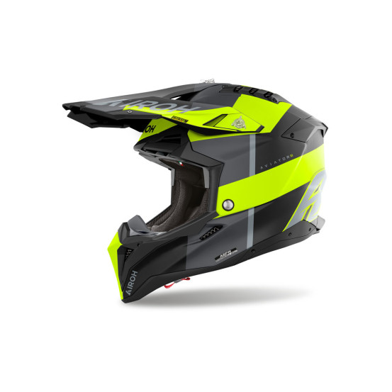 Casque cross Airoh Aviator 3 Monarch - Jaune Mat