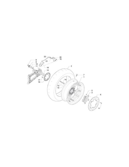 Roue arrière origine Piaggio 500 MP3 Special Edition 2016-2018