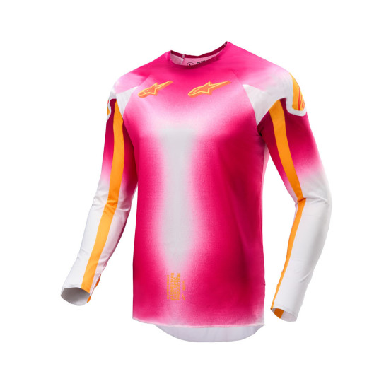 Maillot cross Alpinestars 2025 Supertech Edition limitée LE MIG - Rose Fluo Blanc