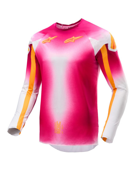 Maillot cross Alpinestars 2025 Supertech Edition limitée LE MIG - Rose Fluo Blanc