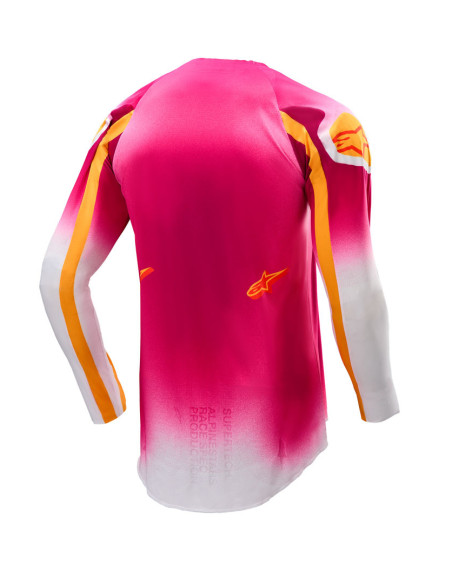 Maillot cross Alpinestars 2025 Supertech Edition limitée LE MIG - Rose Fluo Blanc