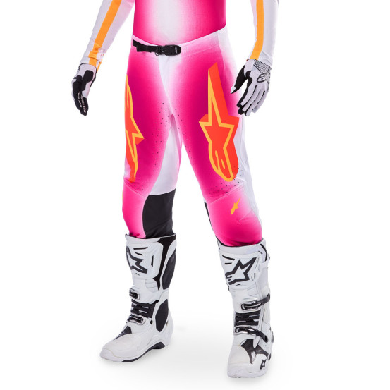 Pantalon cross Alpinestars 2025 Supertech Edition limitée LE MIG - Rose Fluo Blanc