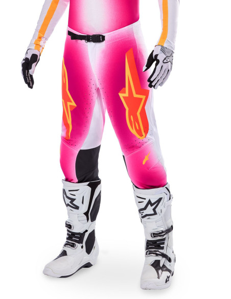 Pantalon cross Alpinestars 2025 Supertech Edition limitée LE MIG - Rose Fluo Blanc