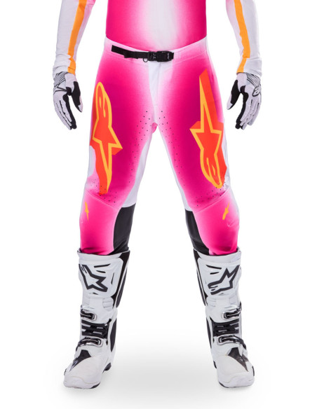 Pantalon cross Alpinestars 2025 Supertech Edition limitée LE MIG - Rose Fluo Blanc