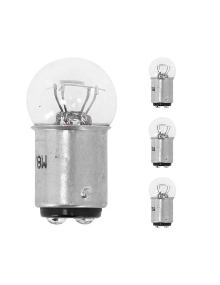 Ampoule standard 12V 23-8w culot bay15d norme p23-8w blanc (feu arrière+stop) (x4) --