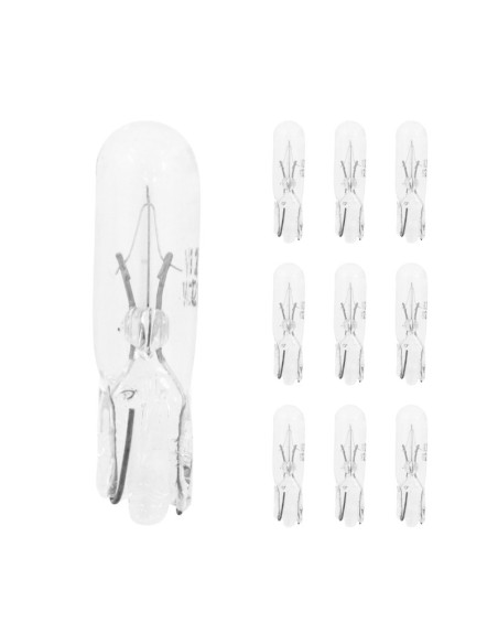 Ampoules standard 12V 1 / 2w culot w2x4 / 6d bulb t5 wedge blanc (compteur) (boite de 10)