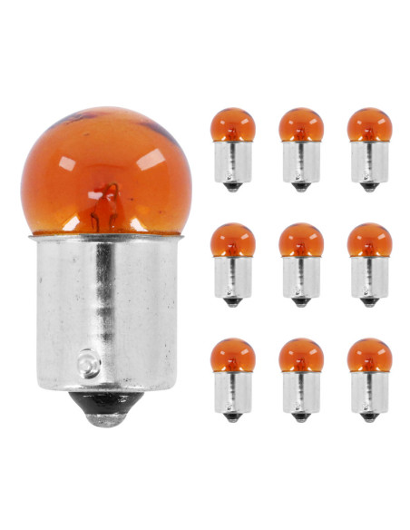 Ampoules standard 12V 10w culot bau15s norme ry10w graisseur ergots decales orange (clignotant) (boite de 10)