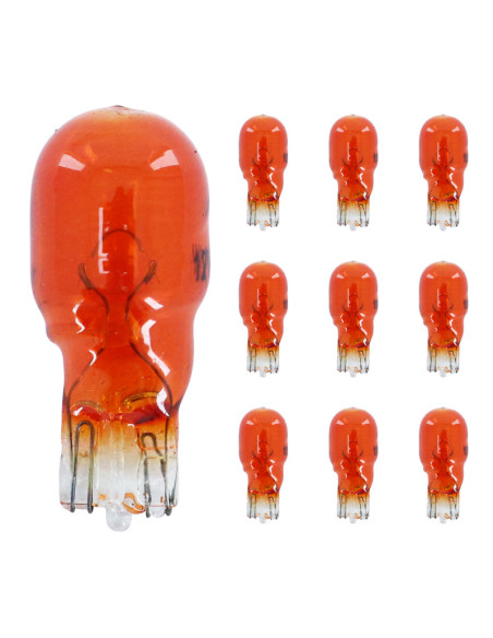 Ampoules standard 12V 10w culot w2 / 1x9 / 5d bulb t13 wedge standard orange (clignotant) (boite de 10)